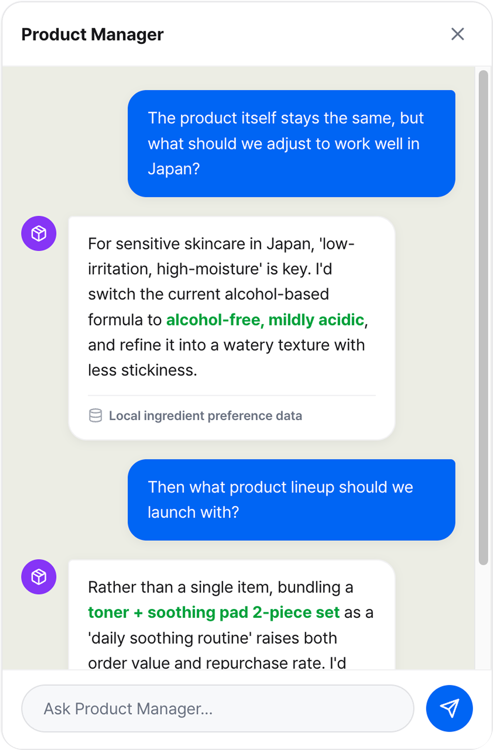 Launch Manager — chat with channel recommendations and one-step launch guidance